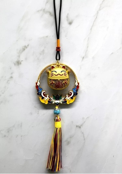 Renkli Püsküllü Şans Kedisi Feng Shui Askılık Alk4452 Çok Renkli 94995759