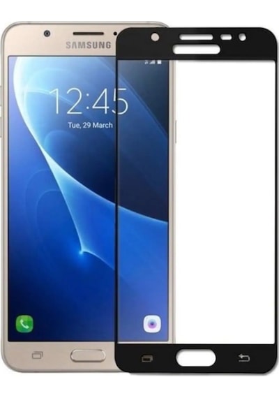 Samsung Uyumlu Galaxy J7 Prime Siyah Tam Kaplayan Ekran Koruyucu Cam