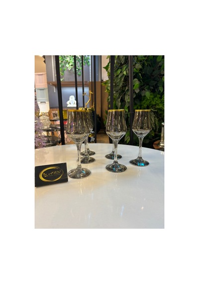 Ars Paşabahçe Grappa Füme Renkli Altın Yaldızlı 6'lı Kahve Yanı Su Bardağı, Meşrubat-soda Bardağı Çok Renkli