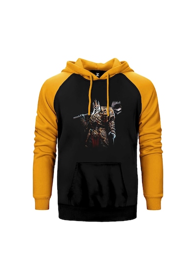 Diablo King Leoric Sarı Renk Reglan Kol Kapşonlu Sweatshirt Sarı