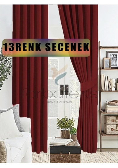 Farbateks Bordo Kalın Güneşlik Blackout Kararma Fon Perde Düz Dikim 120 X 250 Çok Renkli