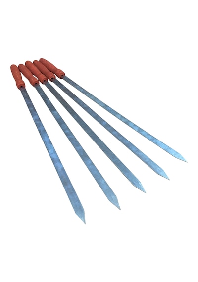 Mobilreyon- 5 Adet Ahşap Saplı Adana Kebap Kıyma Şişi-galvanizli Şiş 55 Cm