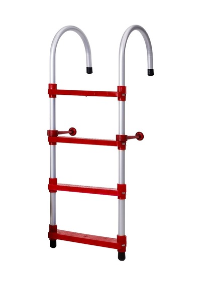 Hobi Store Portatif Tekne Merdiveni ( Kırmızı ) 3 Basamaklı