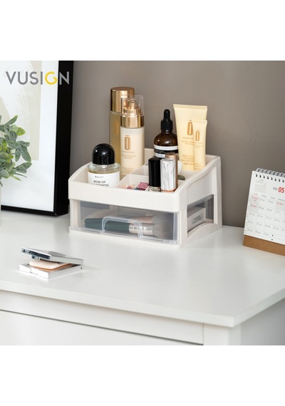 Vusıgn Çekmeceli Kozmetik Organizer Makyaj Düzenleyici Raf 22x16x13 Cm Beyaz