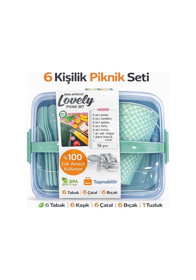 Lovely Piknik Seti 6 Kişilik 32 Parça Yeşil