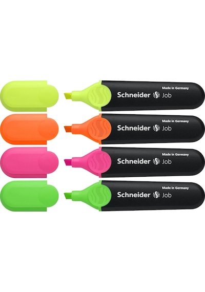 Schneider Jb 150 Fosforlu Kalem 4 lü Set Canlı Renkler Çok Renkli