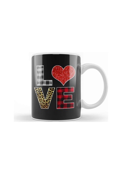 Love Leopard Buffalo Plaid Family Aniversary Matching Kupa Bardak Porselen Karışık