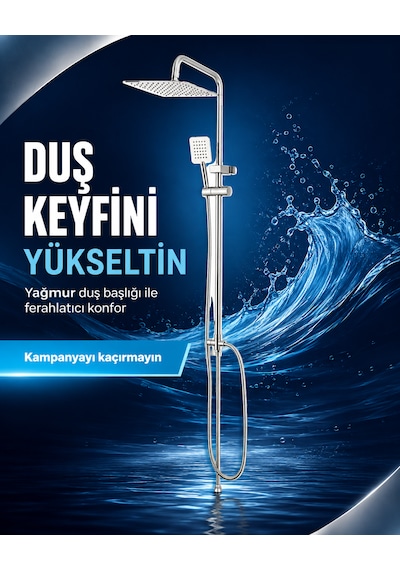 Fleko Vektör Krom Rain Robot Duş Seti