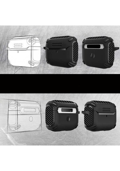 Apple AirPods Uyumlu 3. Nesil Kılıf Zore Airbag 26 Silikon Siyah