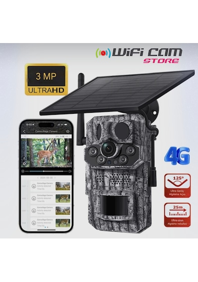3 Sensörlü Gps Destekli 4g Sim Kartlı Solar Foto Kapan Kamera