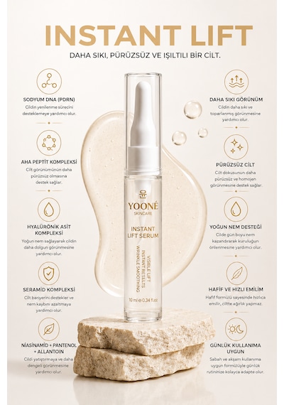 Yooné Skincare Instant Lıft Serum 10 Ml Lıftıng Etkili Kırışıklık Karşıtı Yüz Serumu