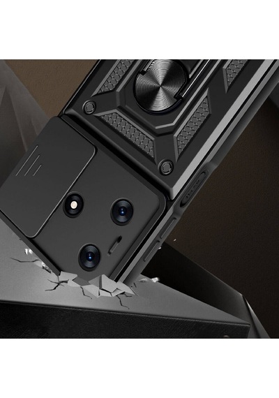 Tecno Spark 10c Kılıf Magnetik Standlı Kamera Korumalı Sürgülü Vega Kapak - Mavi Mavi