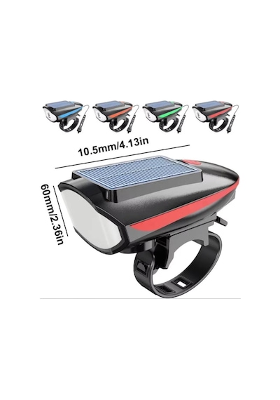 Forte Gt Bisiklet Ön Farı 250 Lm Korna 140db Usb Solar Şarjlı Yeşil Xbyc 6163 Yeşil