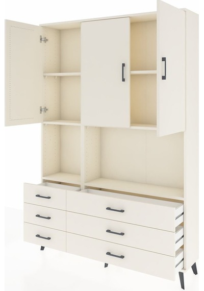 Arges Dolap 6 Raflı 6 Çekmeceli 3 Kapaklı 132x30x195 Aytaşı-a... Aytaşı