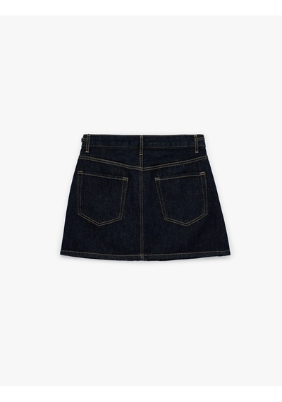 Koton A Kesim Zincir Kemer Detaylı Mini Denim Etek Koyu İndigo 6sal70019md Dark Indigo