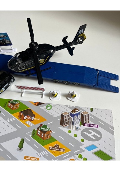 Oyuncak Helikopter Tır Ve Araba Seti Siyah 33 Cm Tır 20 Cm Helikopter 8 Cm Araba Ve Aksesuarla