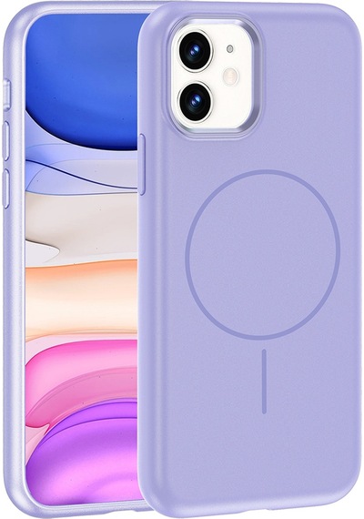 Apple Uyumlu iPhone 11 Kılıf M-safe Şarj Özellikli Metal Kamera Çerçeveli Zore Edi Silikon Kapak Lila