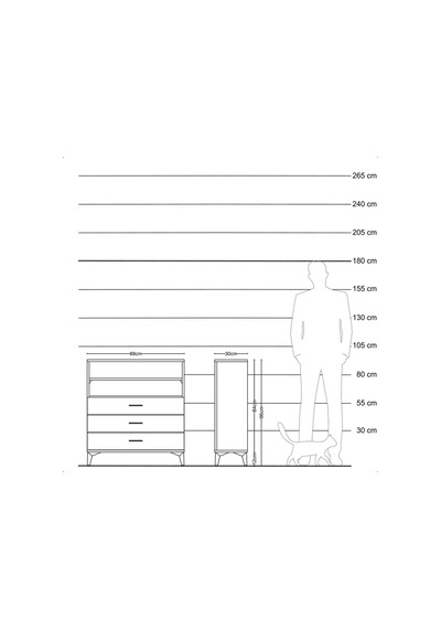 Arges Şifonyer 2 Raflı 3 Çekmeceli 88x30x96 Çam-çam Çam