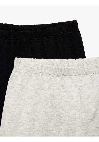 Koton Beli Lastikli 2'li Basic Tayt Seti Gri 5skg10285ak Gri