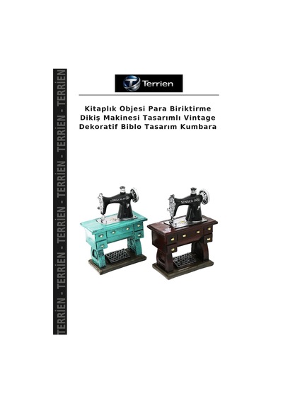 Kitaplık Objesi Para Biriktirme Dikiş Makinesi Tasarımlı Vintage Dekoratif Biblo Tasarım Kumbara