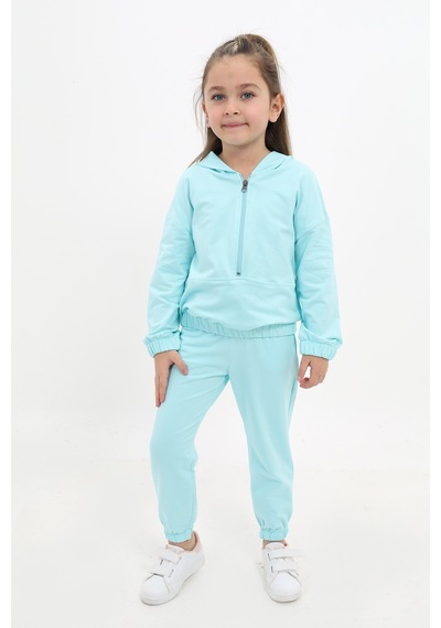 Toontoy Kids Toontoy Kız Çocuk 2'li Takım Kapüşonlu Fermuarlı Sweatshirt & Beli Paçası Lastikli Jogger Eşofman Altı - 2 İplik Su Yeşili Toontoy Kids Toontoy Kız Çocuk 2'li Takım Kapüşonlu Fermuarlı Sweatshirt & Beli Paçası Lastikli Jogger Eşofman Altı - 2 İplik Su Yeşili