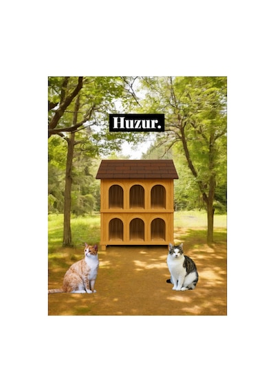 Kedi Evi Kedi Yuvası Kedi Barınağı 6 Kedilik Suya Ve Kara Dayanıklı Dış Mekan Kedi Yuvası