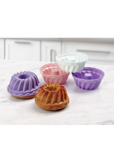 Myshome Silikon Yapışmaz Kek Kalıbı - 30x70x45 Mm - Renkli - 6 Adetlik Paket Renkli