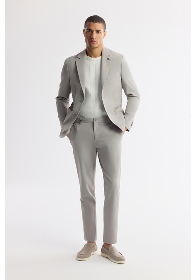 Avva Erkek Gri Mono Yaka Pamuklu Hafif Bi-stretch Blazer Comfort Slim Fit Ceket A51y4004