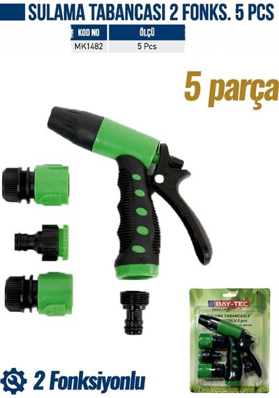 2 Fonksiyonlu Sulama Tabancası Fıskiye 5 Parça Aras