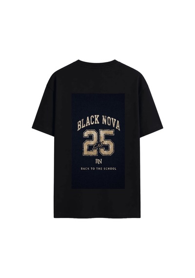 Black Nova Oversize Baskılı Unisex Tişört Class 25 Black Siyah