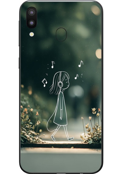 Samsung Galaxy M20 Uyumlu Neon Kız Çocugu Baskılı Silikon Kılıf Renkli