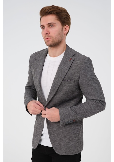 Bonesti Erkek Slim Fit Blazer Ceket Gri Desenli