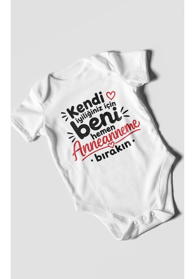 Morivokids Anneanneye Özel Kısa Kollu Bebek Body %100 Pamuk Zbn284-kk Beyaz