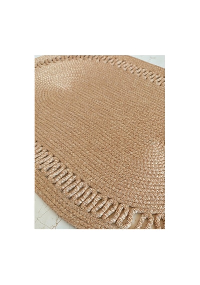 Oval Jüt Hasır Halı Görünümlü Doğal Boho Balkon Banyo Oturma Odası Kapı Önü Paspas Bej 860458852 Bej