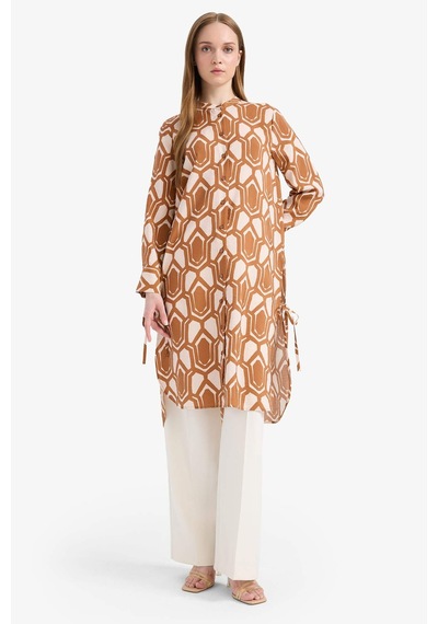 DeFacto Regular Fit Deseneli Uzun Kollu Gömlek Tunik F2183AX25SMBN125 DeFacto Regular Fit Deseneli Uzun Kollu Gömlek Tunik F2183AX25SMBN125