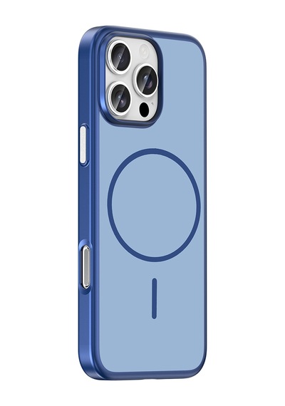 İphone 16 Pro Max Kılıf M-safe Şarj Özellikli Zore Lora Pc Kapak - Lacivert