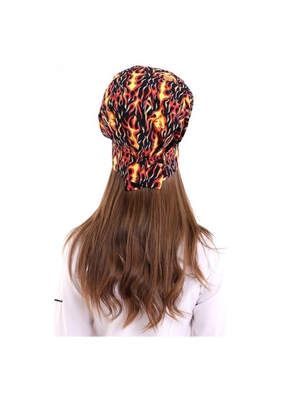 Alev Desenli Aşçı Mantar Şapka - Unisex-Standart-Tek Parça