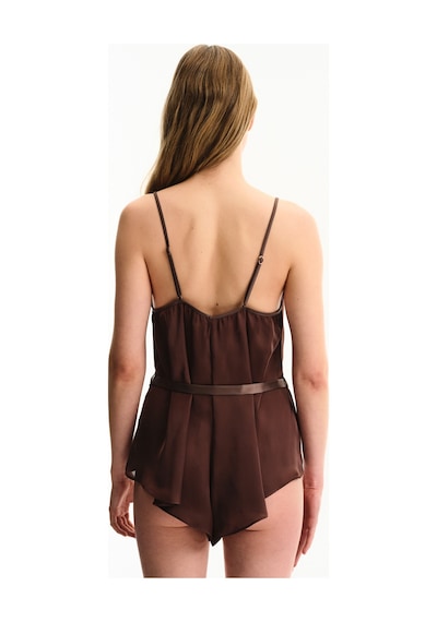 Penti Kahverengi Saten Chiffon Teddy Tulum