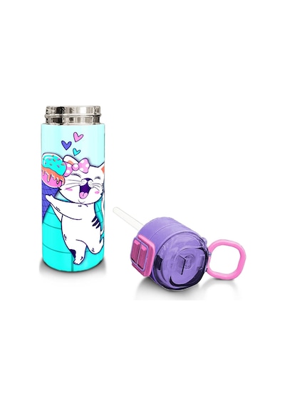 Coral High Kids Turkuaz Pembe Dondurmalı Desenli Pipetli Ve Direkt İçim Çelik Termos 500 Ml 31952 Turkuaz - Mor