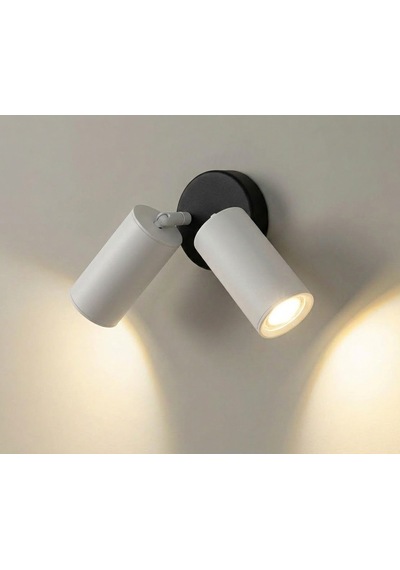 Riolight Modern Oda,salon,banyo Siyah Taban Beyaz Başlık Metal Duvar Led Aplik Spot Ampül Dahildir