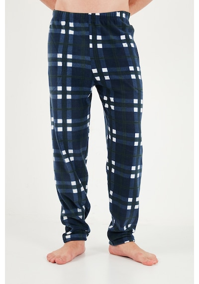 Buratti Lastikli Bel Düz Paça Yumuşak Dokulu Polar Pijama Altı Erkek Pijama Altı 6098001 Lacivert-yeşil