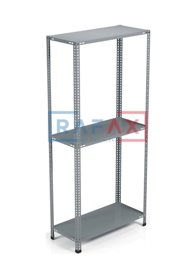 Rafax, 40x90xH:200, 3 Raflı Çelik Raf, Depo Rafı, Arşiv Rafı Gri