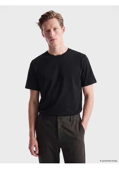 Lcwaıkıkı Classic Siyah Regular Fit Basic Erkek Dry Touch Tişört