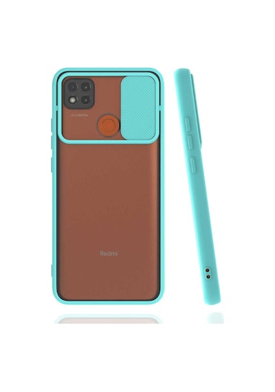 Noktaks - Xiaomi Uyumlu Xiaomi Redmi 9c - Kılıf Slayt Sürgülü Arkası Buzlu Lensi Kapak - Koyu Yeşil