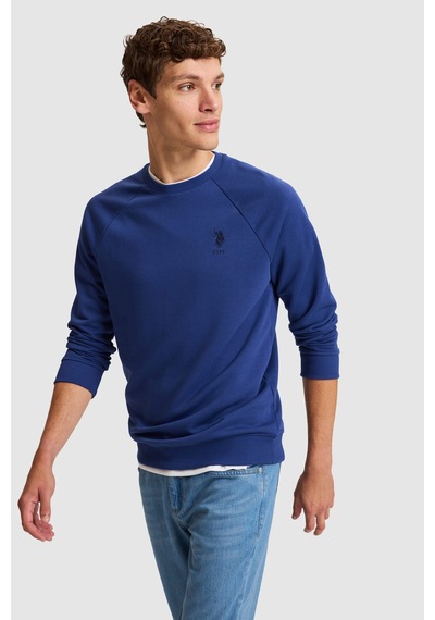 U.S. Polo Assn. Erkek İndigo Bisiklet Yaka Regular Fit Basic Sweatshirt 50329441-vr028 Indigo