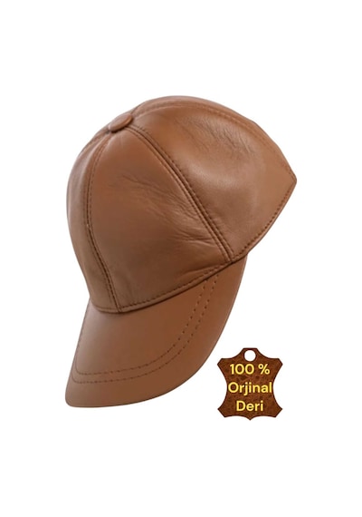 Unisex %100 Deri Arkadan Ayarlanabilir Baseball Kep Şapka Açık Kahverengi