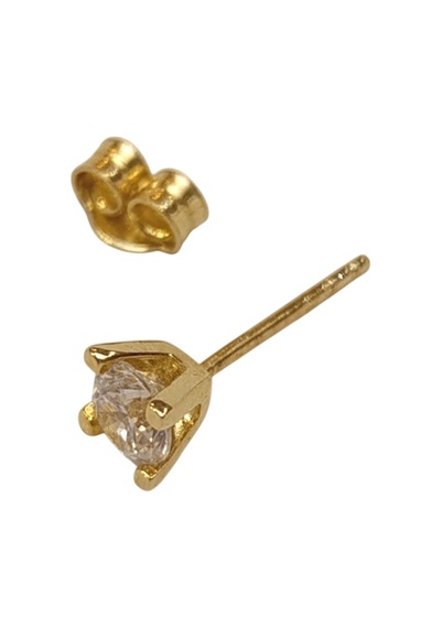 4.7mm Tekli Tek Taş Vidalı Küpe 14 Ayar Altın Hd Videolu Sarı