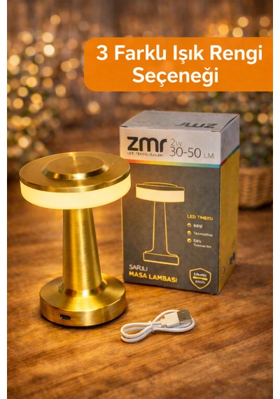 Axıs Şarjlı Masa Lambası 4 Farklı Işık Rengi Seçeneği Gold