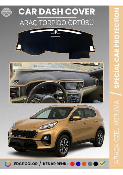 Kia Sportage 2017-2020 Torpido Örtüsü Ön Panel Halı Torpido Koruma Tam Uyum Araca Özel Kaymaz - 386 Stiloto