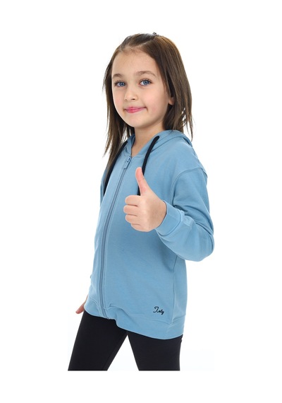 Toontoy Kız Çocuk Nakışlı Hırka Mavi